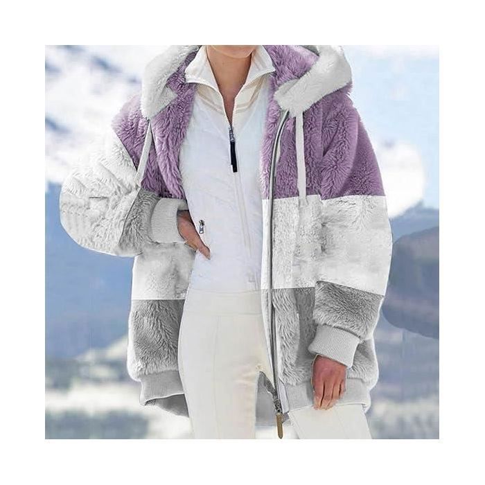 Veste Polaire Femme Hiver Chaude Sweats Manteau À Capuche Épais Hooded Manche Longue Bg Violet Bg Violet