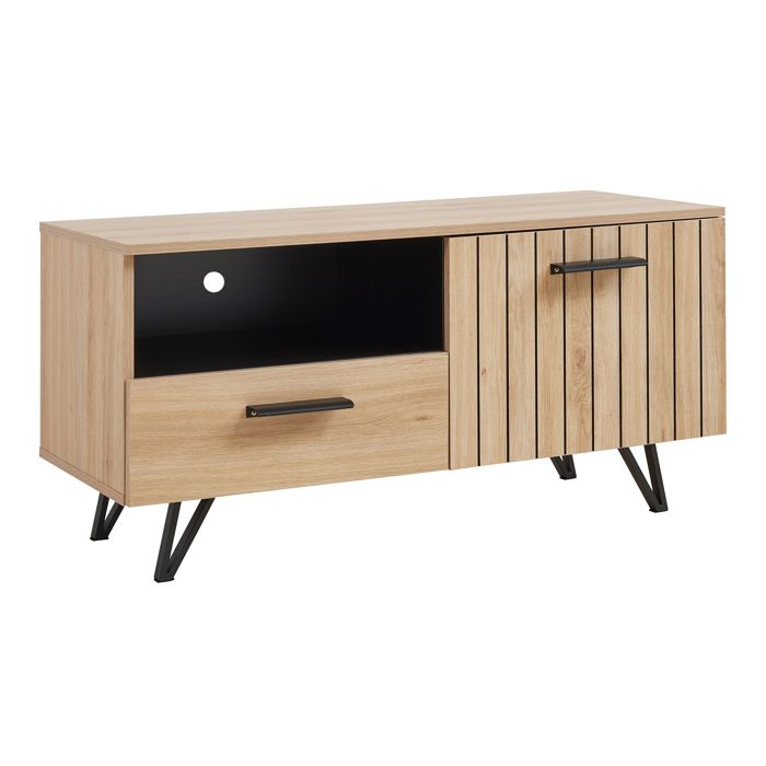 Meuble TV Noppen 100 x 38 x 49 cm effet chêne noir