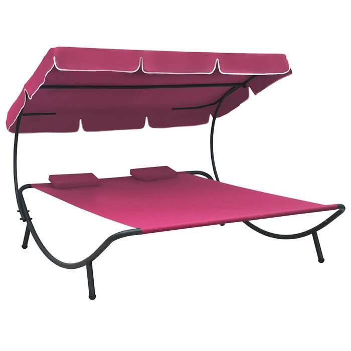Automne/hiver Rose Lit de repos dextérieur avec auvent et oreillers rose - HAUTEUR：135cm Nove8556597