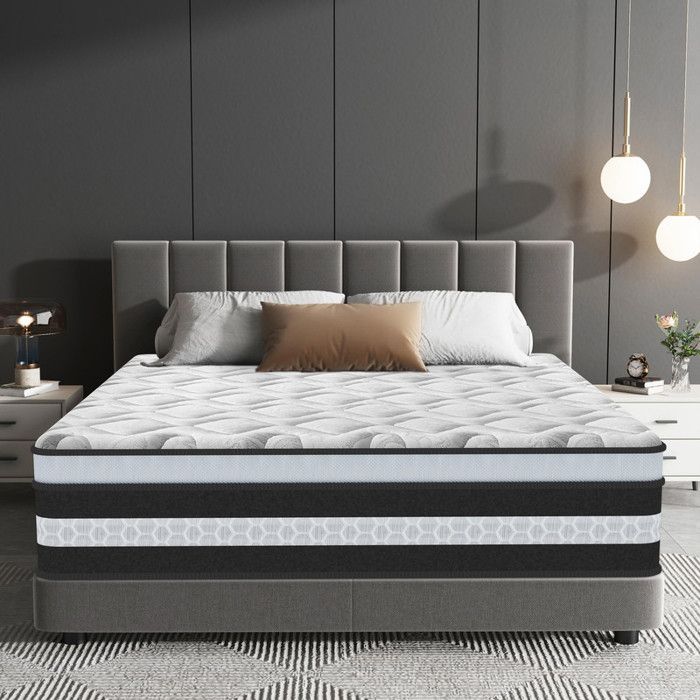 Matelas 160x200 cm Ép 28cm Hybride Matelas Mousse à mémoire de forme et ressort Indépendant Hypoallergénique Mi-Ferme Confort