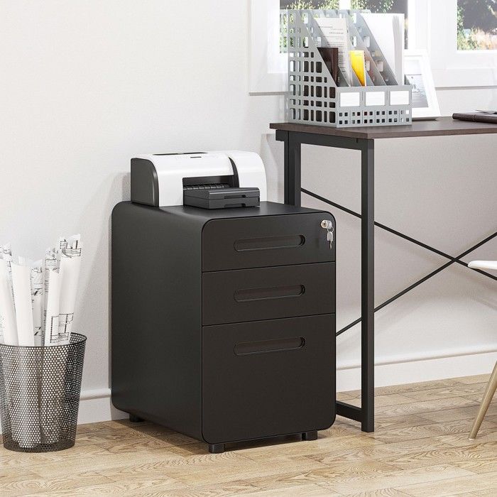 Caisson De Bureau Classeur mobile 3 tiroirs acier noir 39x48x59 cm rangement bureau et domicile idéal archivage Caisson De Bureau Classeur mobile 3 tiroirs acier noir 39x48x59 cm rangement bureau et domicile idéal archivage