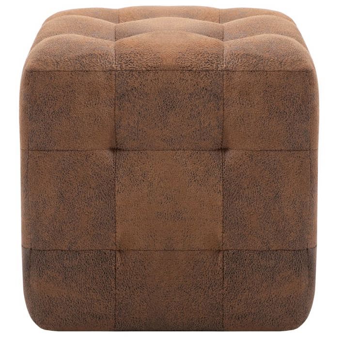 BEL-ACHAT* Petit fauteuil/chaise - ABBOTI - 2 pcs Poufs Marron 30x30x30 cm Similicuir daim Prom48763464