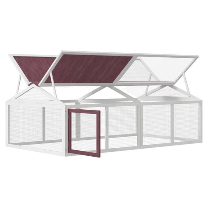 Enclos pour animaux en bois - WIENS - 200x1125x74 cm - Bois de pin massif - Treillis métallique - Toit à charnières