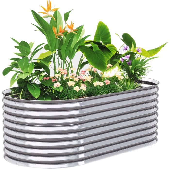 Carré potager de jardin - Outsunny - résistant à la rouille - en acier galvanisé - 160 x 80 x 56 cm - argent