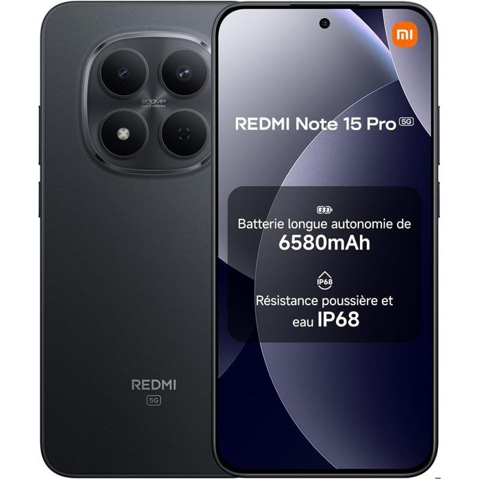 Smartphone Xiaomi Redmi Note 15 Pro 5G 8Go Ram 683 1.5K Appareil photo de 200 Mpx 6580 mAh Version globale - vue 1