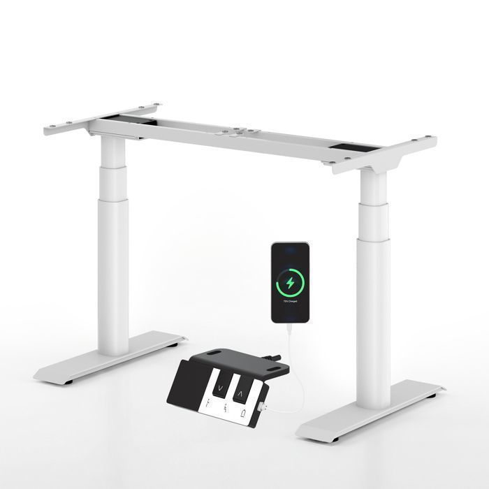 FlexiSpot Cadre De Bureau Assis-Debout Bureau Électrique À 2 Moteurs Commandes Style Piano Charge à 200 KG Blanc