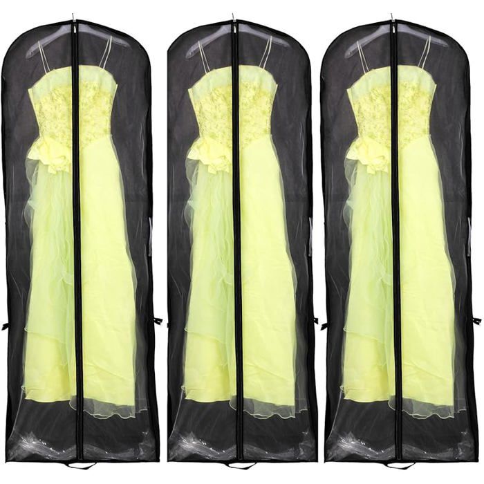 [Jeu de 3] Housse de Protection Respirante pour Vêtements et Robes de Mariée 180 cm Longueur de Fermeture à No HOUSSE DE RANGEMENT