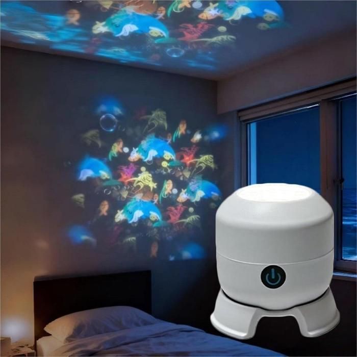 Projecteur LED Rotatif Dynamique- Rotatif À 360 °- Rechargeable Par USB- Veilleuse Océan