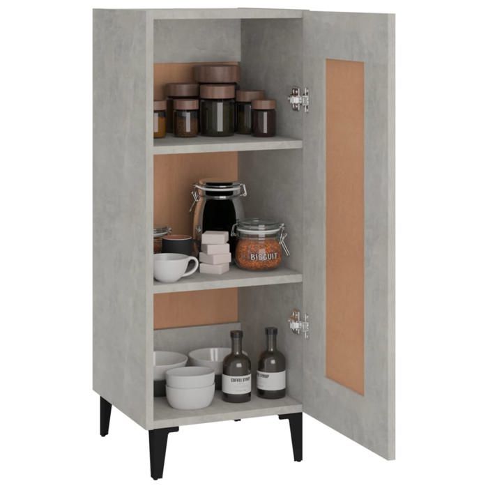 Gris Commode Salon CHIC Buffet bas/Cabinet 1 PC Gris béton 34 5x34x90 cm Bois dingénierie N13123