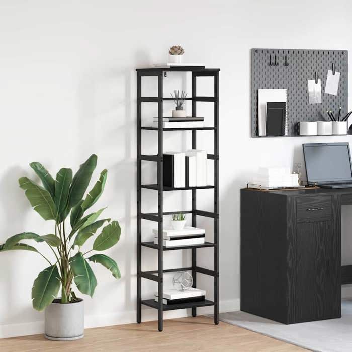 vidaXL Étagère de rangement 4 niveaux 40 x 29 5 x 149 cm en bois dingénierie et acier pour livres et déco
