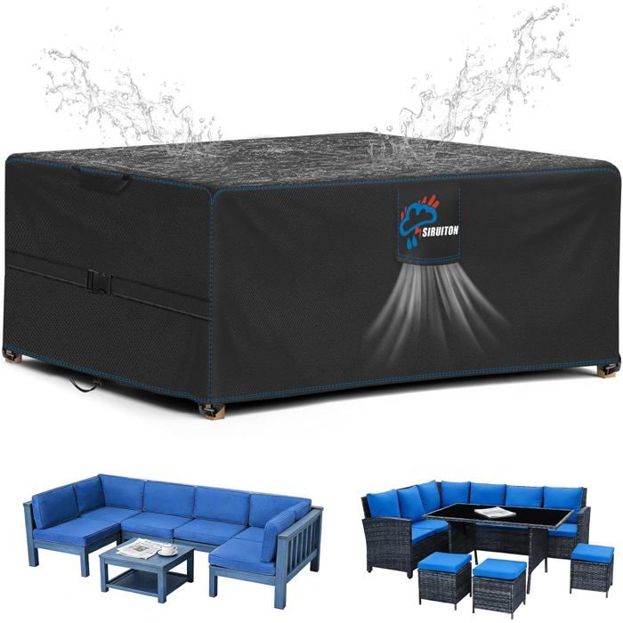 Housse Salon de Jardin 213x132x74cm Imperméable en Oxford 520D Housse Meuble Jardin Extérieur Anti-UV Résistante à la Déchirure