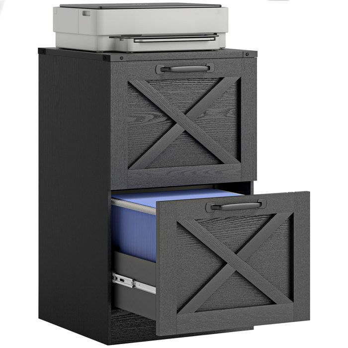 Caisson de bureau - HOMCOM - 2 tiroirs dossiers suspendus pour formats lettre/A4 style rustique - bois - 40x40x71cm - noir