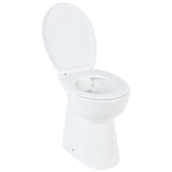 Toilette haute sans bord fermeture douce 7 cm Céramique Blanc-AKO7370392069033