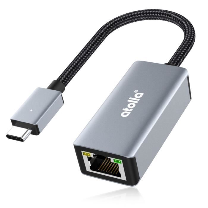 Adaptateur USB-C vers Gigabit Ethernet - Noir - Compatible Thunderbolt 3 -  Windows et Mac - Convertisseur Réseau LAN RJ45