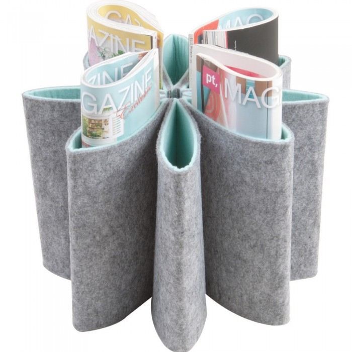 Range Magazine Mellow En Feutrine Grise - 52 X 27,5 X 26 Cm - Présentoir De Rangement élégant Pour Salon Ou Bureau - 5