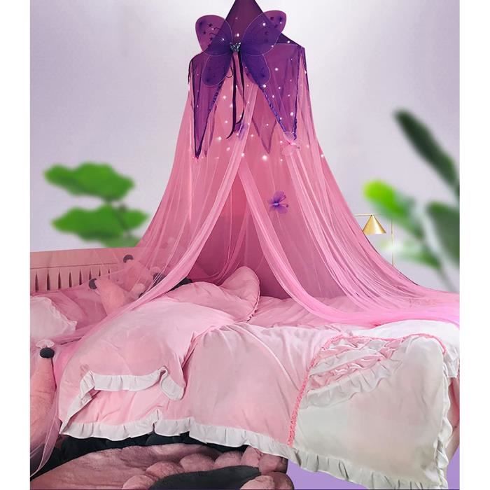 lit à baldaquin pour enfants - princesse - rose - maille légère gaze - pour un sommeil sûr et confortable