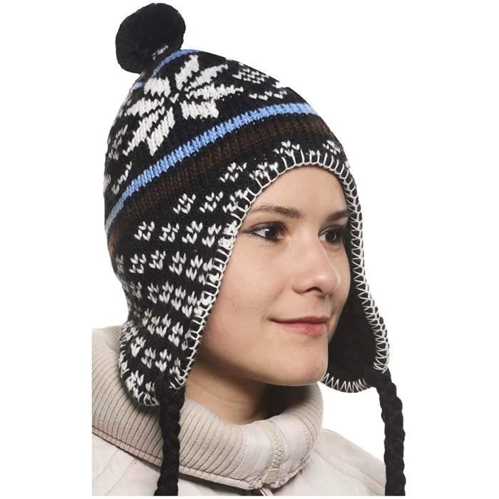 Chullo ch'ullu Peruaanse muts met pompon, uniseks, heren/dames, kleuren naar keuze, Roze, Eén Maat