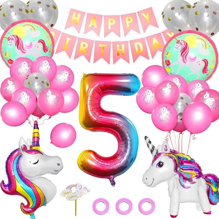 Déco de fête - Ballon de baudruche : 5 ballons licorne - décoration  anniversaire licorne