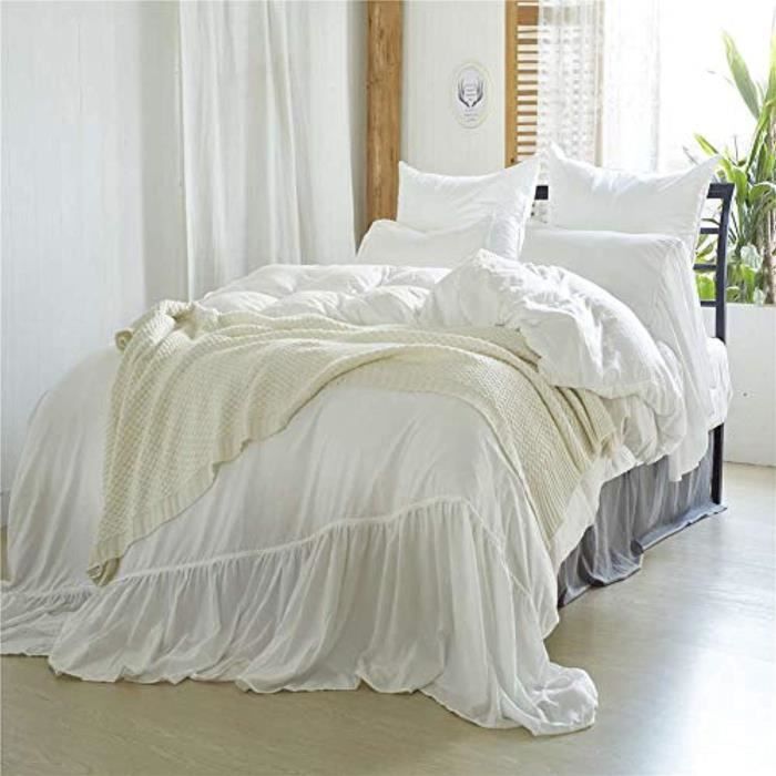 Housse De Couette Blanc Chic Achat Vente Pas Cher