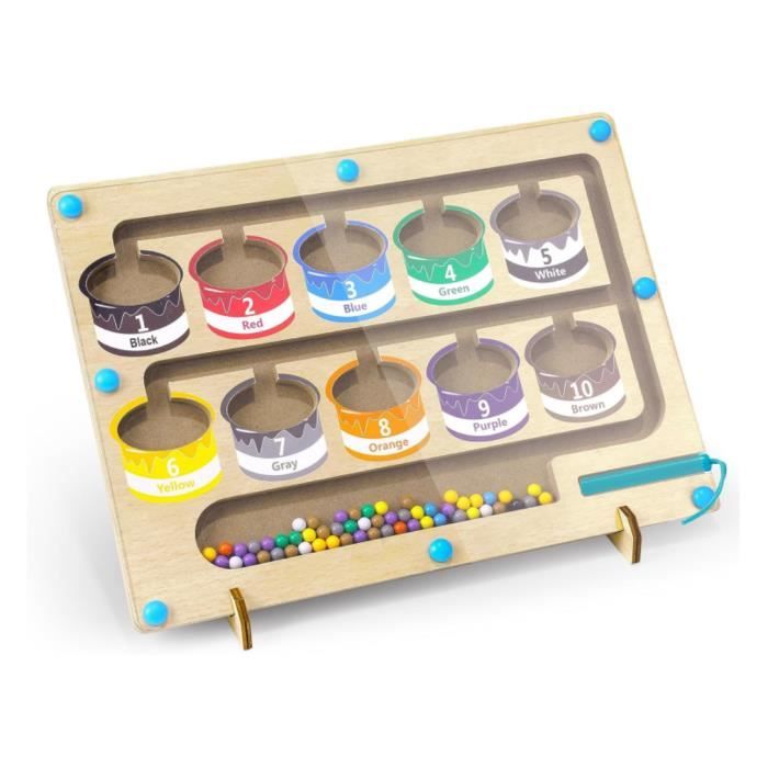 Jeu Labyrinthe Magnétique Wikay – Avec Perles En Bois, Chiffres 1-10, Stylo Aimanté | Éducatif Pour Enfants 3-7 Ans, Apprentissage Couleurs Et Comptage