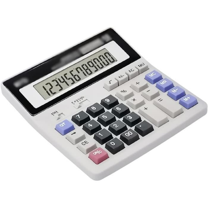 Calculatrice De Bureau 12 Chiffres - Écran LCD, Alimentation Solaire Et Pile AAA, Gros Boutons, Pour école Et Bureau