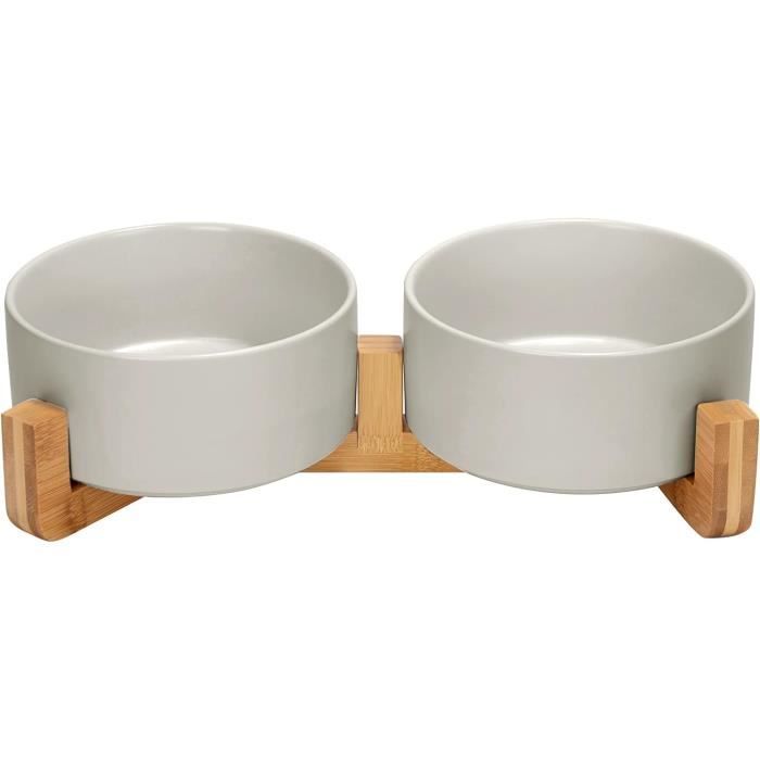 Gamelle Double Surélevée En Céramique Pour Chien Et Chat - Dimensions 32,5 X 17 X 10 Cm - Lavable Au Lave-vaisselle, Design Ergonomique Pour Une Alimentation Confortable