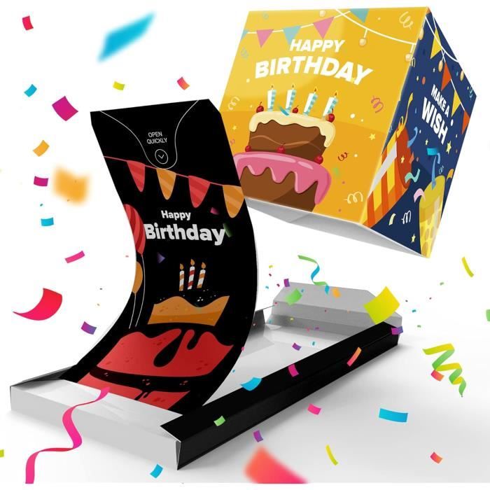Enveloppe Explosion Confettis FETTIPOP – Cadeau Surprise Pour Argent, Billets, Cartes – 22x24 Cm, Noir Premium – Idée Anniversaire Drôle