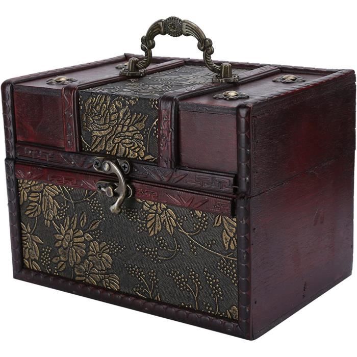 Coffre Au Trésor En Bois Avec Serrure à Combinaison - Dimensions 18x17x24cm, Décoration Vintage, Rangement Bijoux