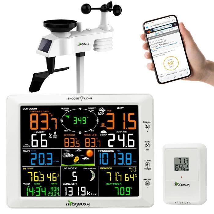Station Météo Numérique Sans Fil - Thermomètre Intérieur/extérieur, Portée 36,6 M, écran LCD, Piles Incluses