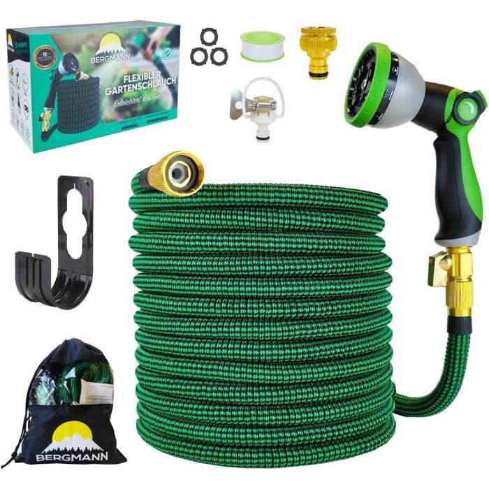 Tuyau D'arrosage Extensible 30m - Buse 10 Fonctions, Raccord Universel 3/4"