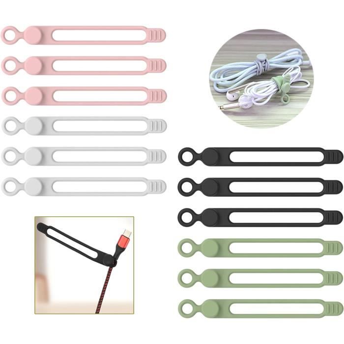 8 Clips Câbles Magnétiques FLYLEAD - Silicone Souple, Aimant N55, Adhésif Acrylique, Fente 8 Mm, Organisation Bureau