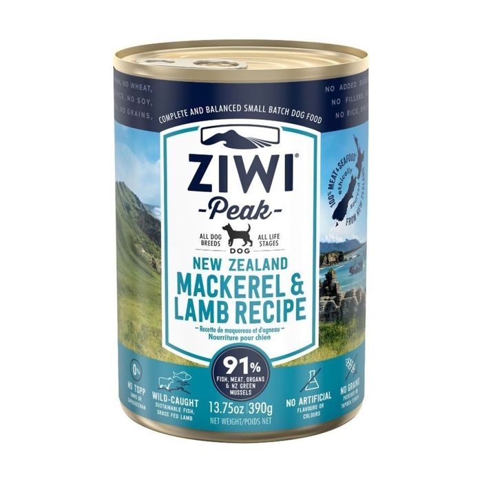 ZIWI PEAK - Nourriture humide pour chiens (maquereau et agneau) 390 g (Agneau - Poisson - Maquereau - Viande)