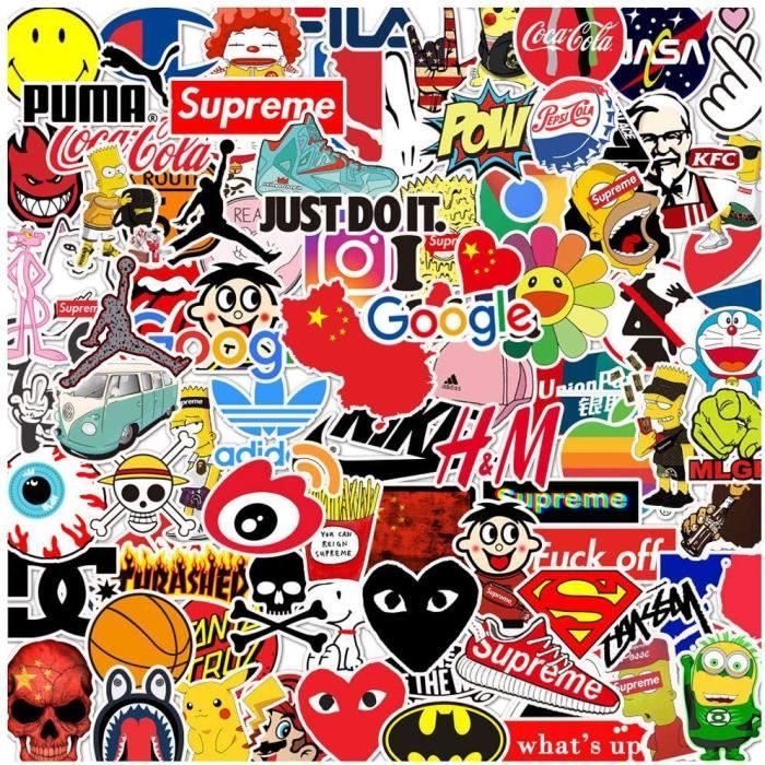 Autocollant Anime Autocollants Graffiti Vinyle Imperméables Les Valises de Skateboard Kaimeilai Autocollant Pack pour Les Voitures 100 pièces D'autocollants pour Ordinateur Portable 
