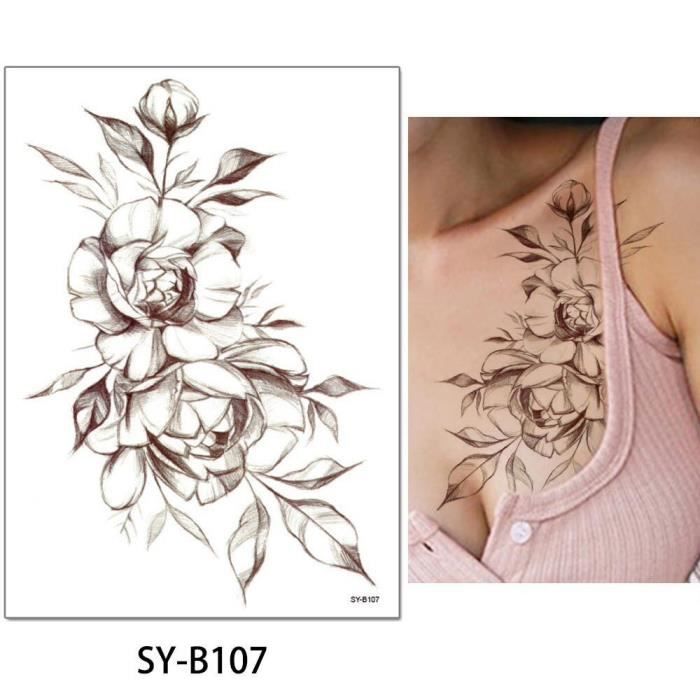 Tatouage éphémère Qb 009 S S Imperméable Faux Noir Femmes Autocollants Enfants Homme Entier Sur Bras 17x48 Cm