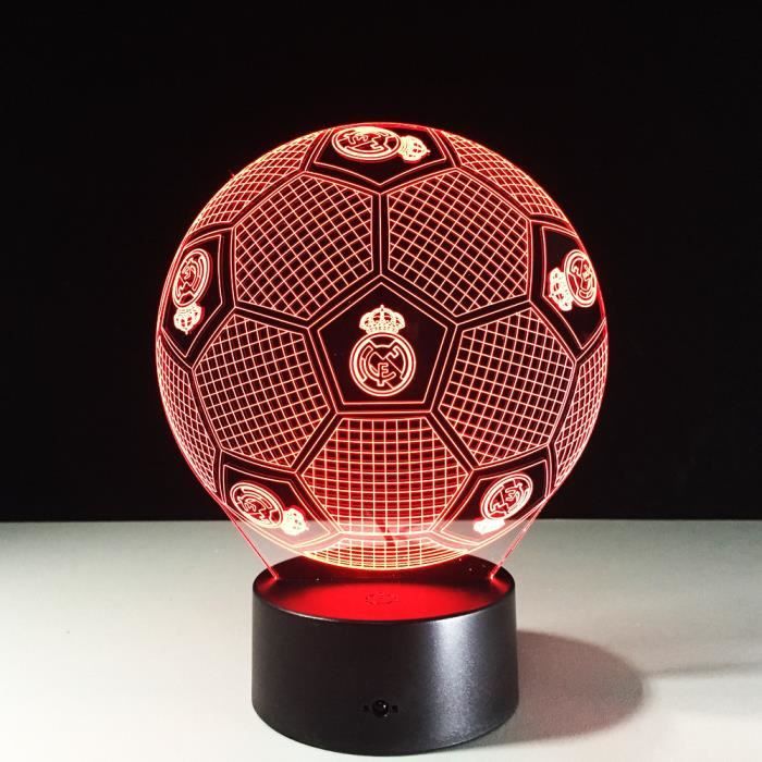 3D Nuit Lumière Lampe Coloré Real Madrid Football Soccer Cadeau