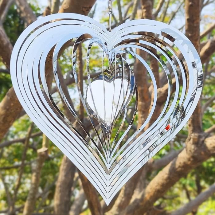 Mobile à Vent Rotatif 3D En Acier Inoxydable – Magnifique Décoration Suspendue Pour Jardin, Cour Ou Balcon