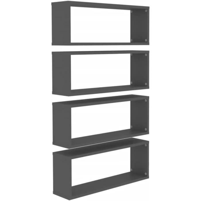 Étagères Cubes Murales Noires – Lot De 2 – Dimensions 60x15x23 Cm – En Aggloméré – Charge Max 40 Kg