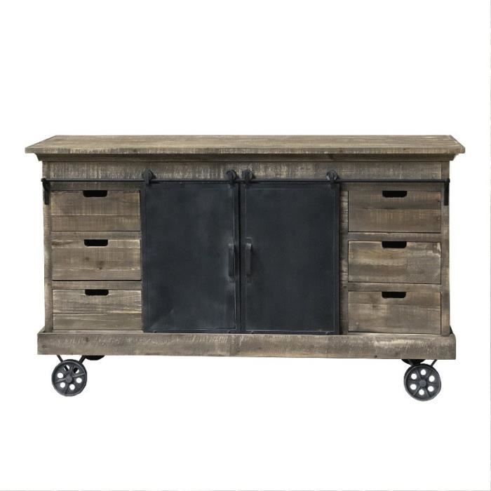 Meuble Industriel Campagne Avec Roulettes Bahut Enfilade Buffet