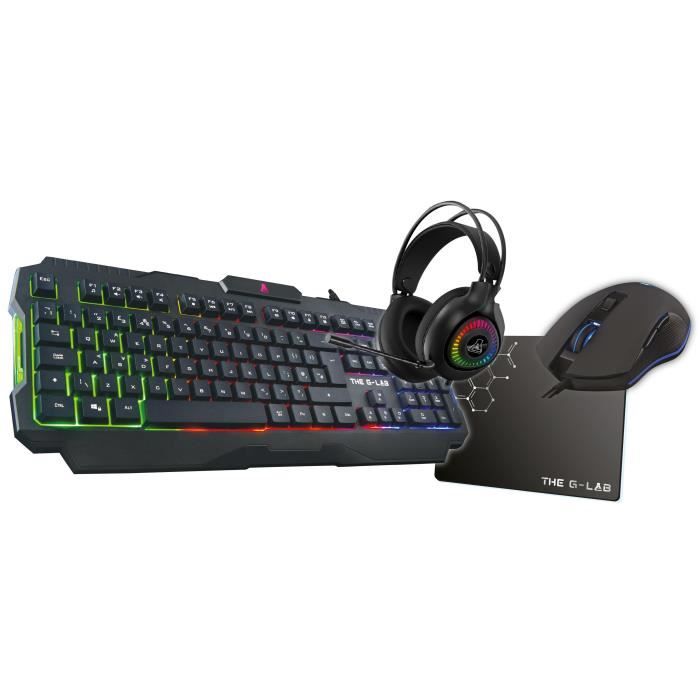 Combo Gaming 4 en 1 - Clavier rétroéclairé / Souris rétroéclairée/ Casque + Tapis de souris - THE G-