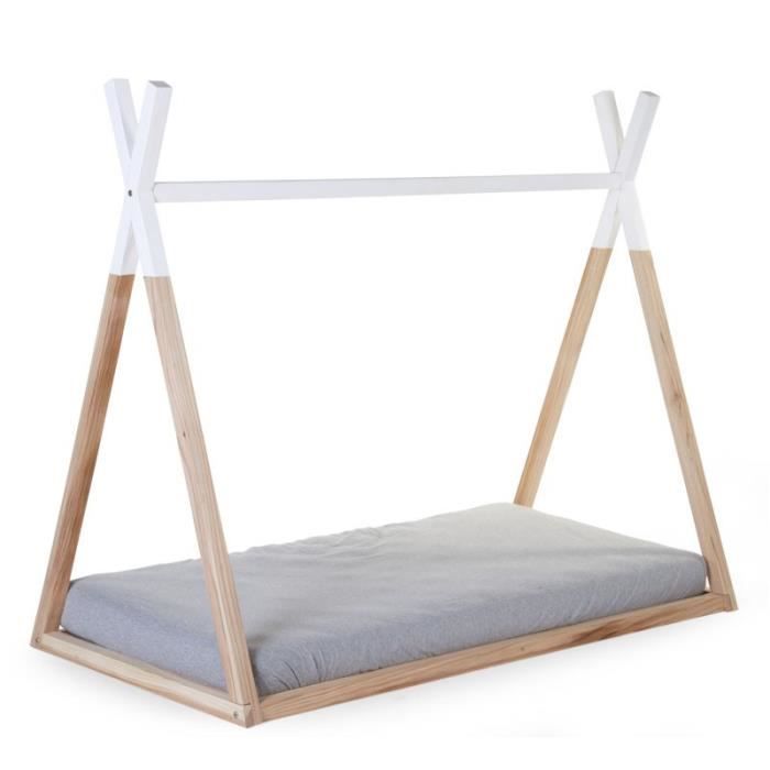 Lit de tipi - CHILDHOME - 70x140 cm - Bois massif - 1 place Lit de tipi - CHILDHOME - 70x140 cm - Bois massif - 1 place