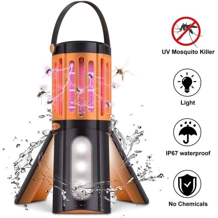 Lampe Anti-moustiques 2 En 1 + Ventilateur - 20W UV - 4800 MAh - Parfaite Pour Camping, Chambre, Terrasse - 12
