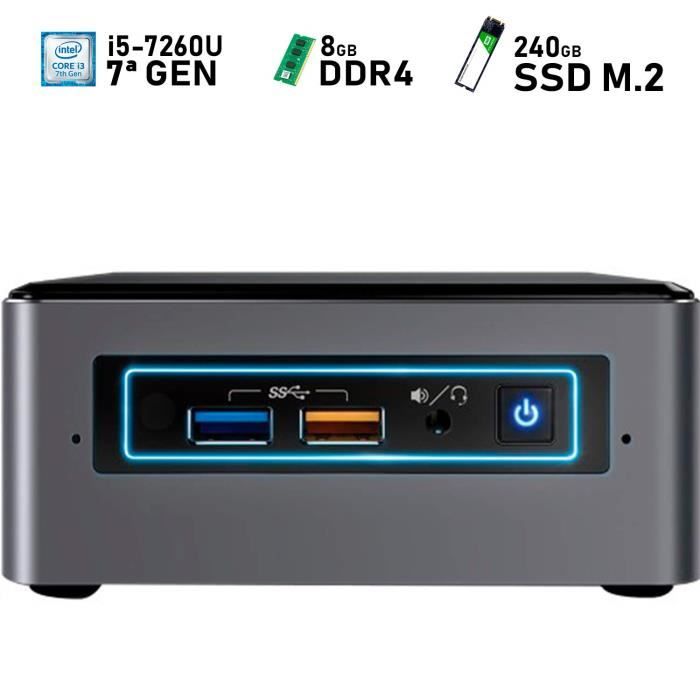 Achat Ordinateur de bureau Intel NUC i5-7260U + 8GB RAM DDR4 + 240GB SSD M.2 + Windows 10 Pro FRANÇAIS | Mini PC - NUC7I5BNH pas cher