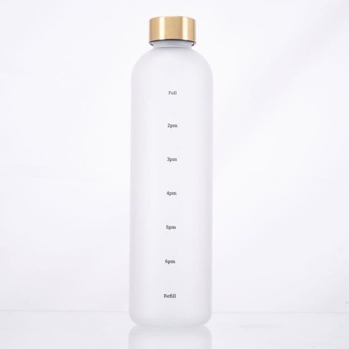 Gourde,Bouteille d'eau en Tritan de 1000ml, sans BPA, anti-fuite, marquage  de l'heure, pichet à boire - Type White-Gold Lid-1L - Cdiscount Sport