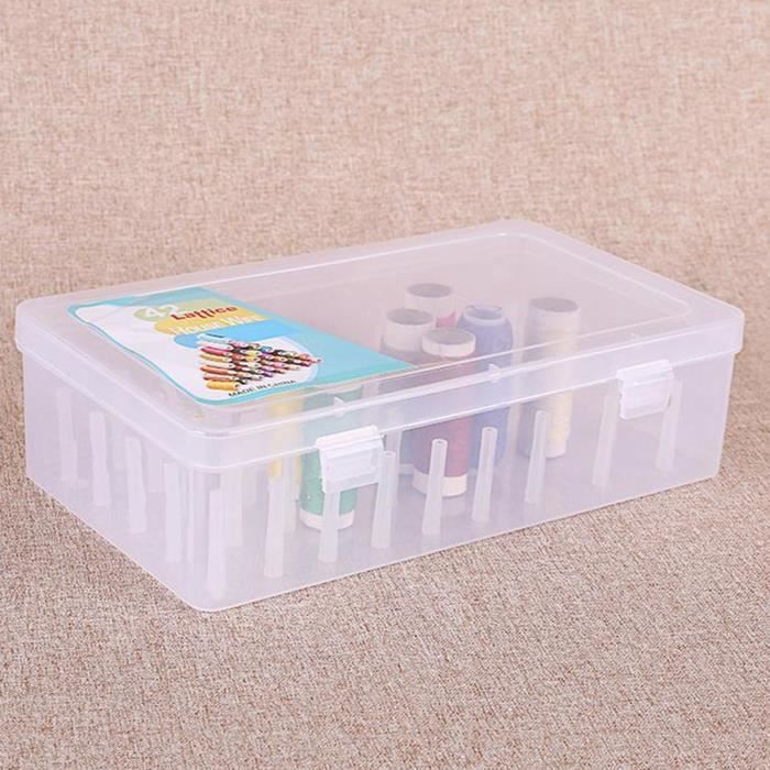 Accessoires Couture,Boîte de rangement de fil 28x19.5x6.3cm,couvercle de bobine 42 pièces