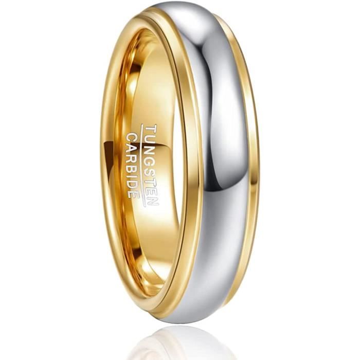 Bague Homme Femme Argent Or 8Mm 6Mm 4Mm Bague En Tungst ne Unisexe