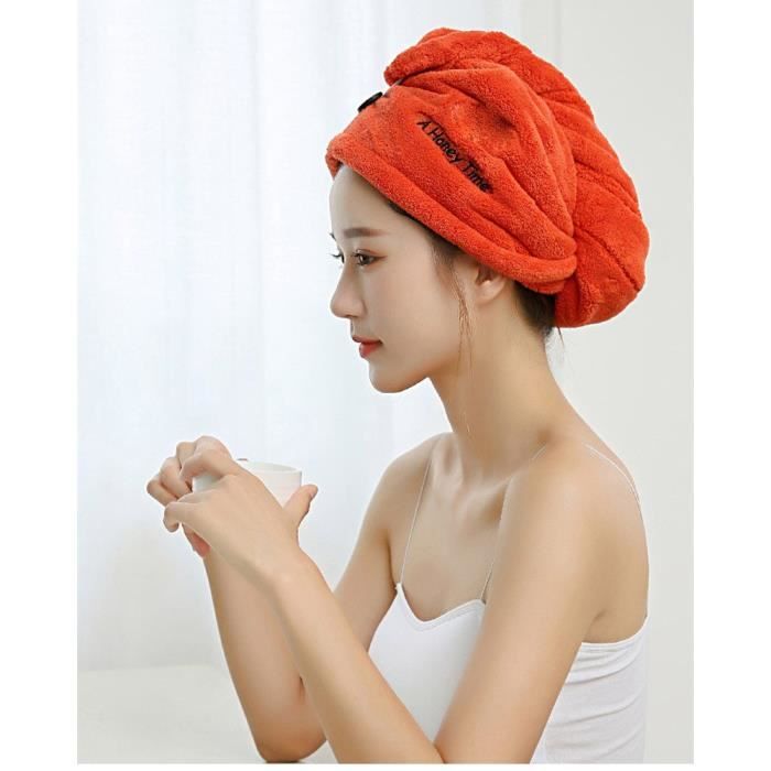 Turban Cheveux Microfibre Muitomas – Séchage Rapide, Tissu Nid D’abeille, Bouton Pression, Couleur Bleu Laiton