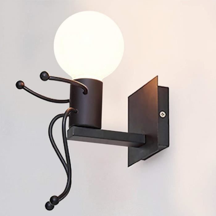 Rétro Applique Murale Intérieur Vintage Lampe Murale Industriel Décor E27 pour Bar Chambre à CoucherCafé Noir