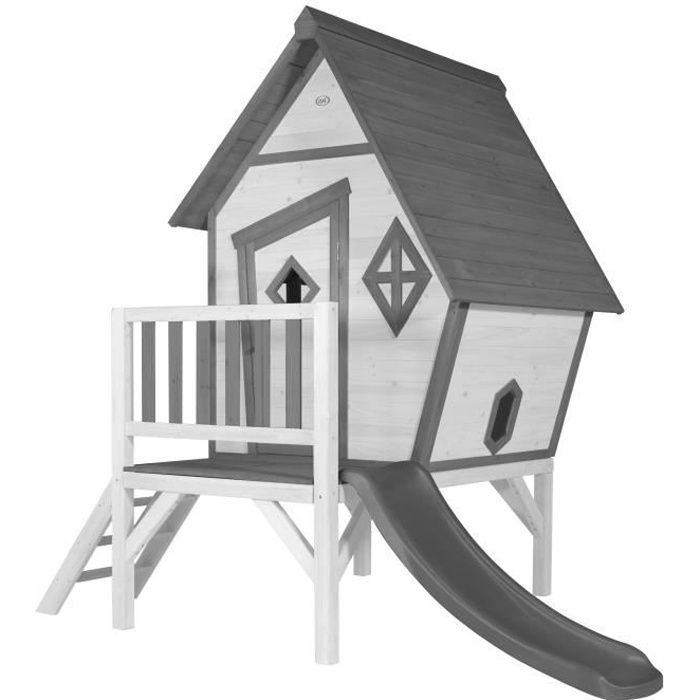 Maison Enfant avec Toboggan Gris - AXI - Cabin XL - Bois - Extérieur