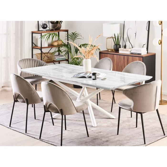Table de repas extensible design aspect marbre blanc