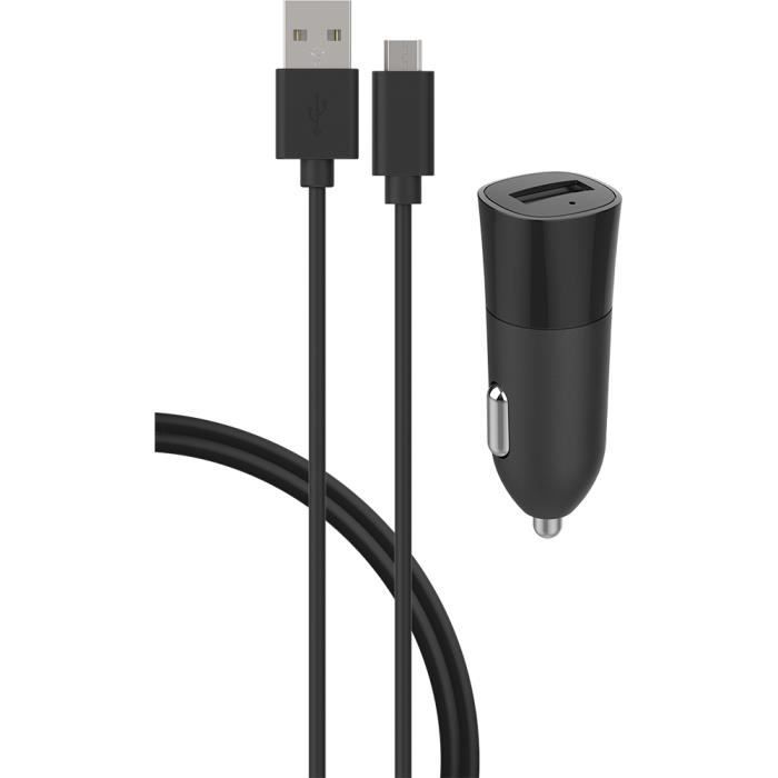 BIGBEN Connected - Adaptateur d'alimentation pour voiture - 2.4 A (USB) - Sur le câble : Micro-USB